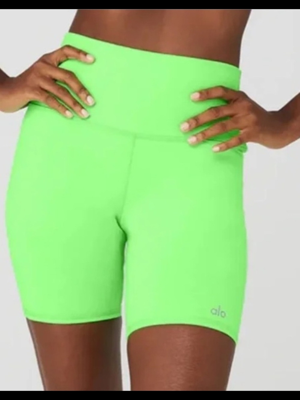 ALO Yoga Neon Lime High-Rise Bike Shorts